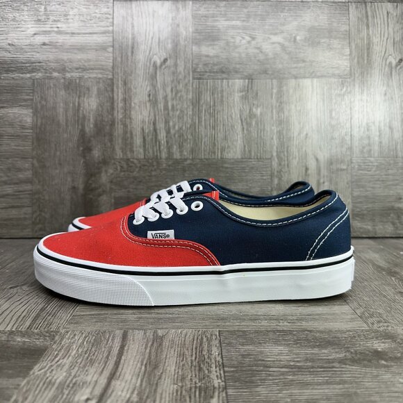 Vans Authentic Women size 8.5 Red Blue White Causal Shoes - Picture 2 of 8